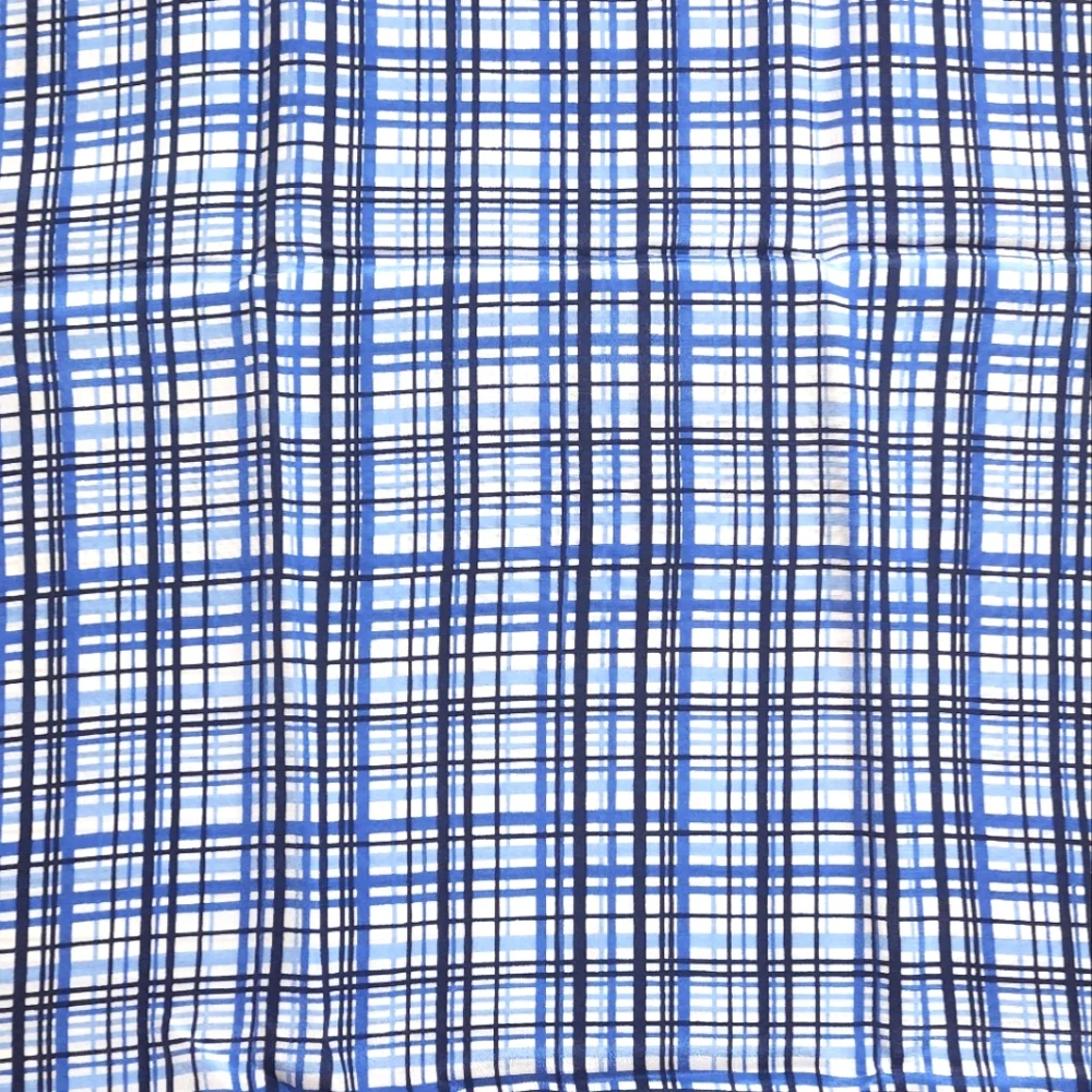 Bloomingdale's Blue and White Plaid Silk Scarf